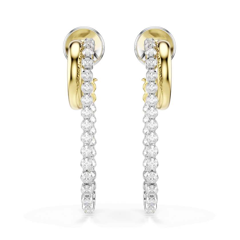 swarovski hyperbola earrings  round cut  white  mixed metal finish