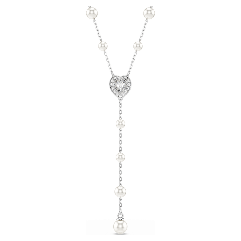 ariana grande x swarovski y necklace  mixed cuts  heart  white  rhodium plated