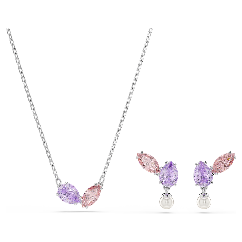 ariana grande x swarovski set  mixed cuts  multicolored  rhodium plated