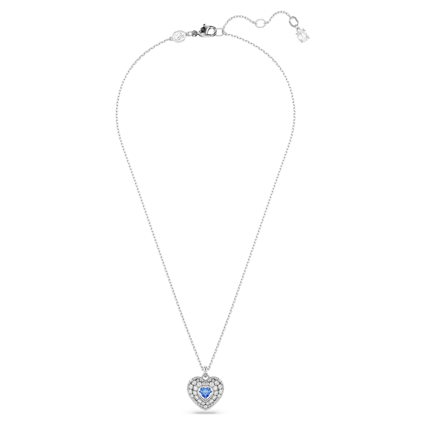 swarovski idyllia pendant  heart  blue  rhodium plated