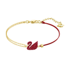 Iconic Swan Bracelet, Red, Gold plating
