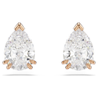 swarovski stilla stud earrings pear cut white rose gold tone plated