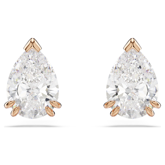 swarovski stilla stud earrings pear cut white rose gold tone plated