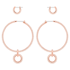 Stone Pierced Earring Set, Pink, Rose Gold Plating