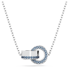 Hollow pendant, Interlocking loop, Blue, Rhodium plated
