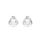 Millenia stud earrings, Trilliant cut crystal, White, Rhodium plated