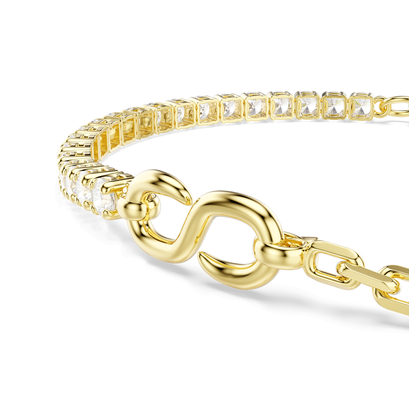 swarovski matrix bracelet  round cut  white  18k gold finish