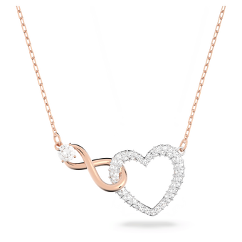 swarovski hyperbola necklace infinity and heart white mixed metal finish