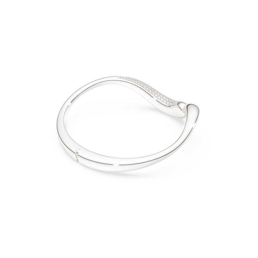 swarovski classica bangle  open  round cut  white  sterling silver