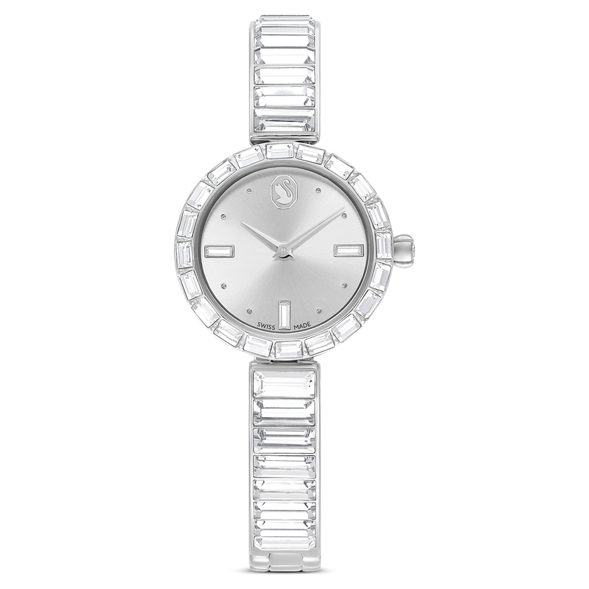 swarovski matrix bangle watch  swiss made  crystal bracelet  white  stainless steel