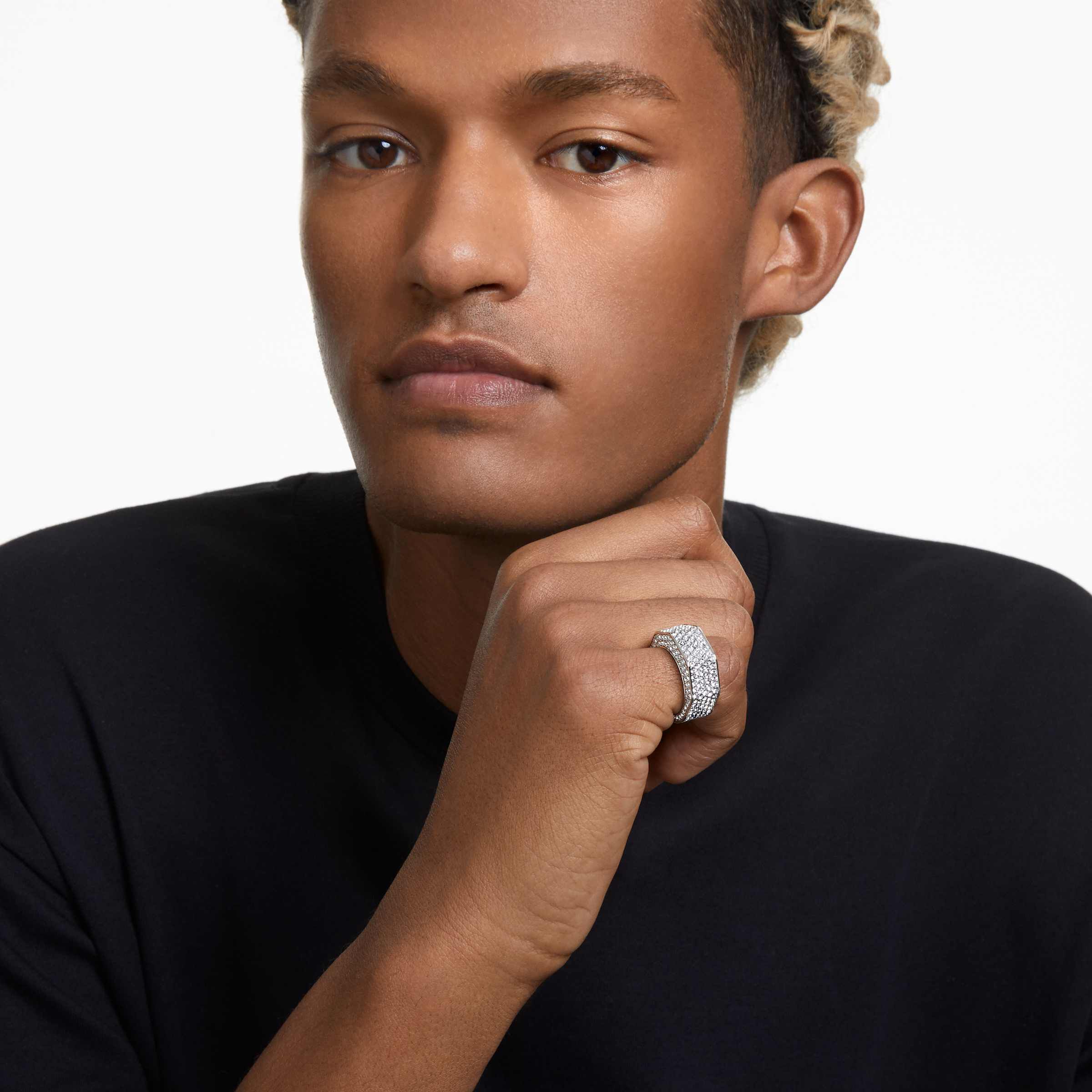 swarovski dextera ring  octagon shape  pav   white  rhodium plated