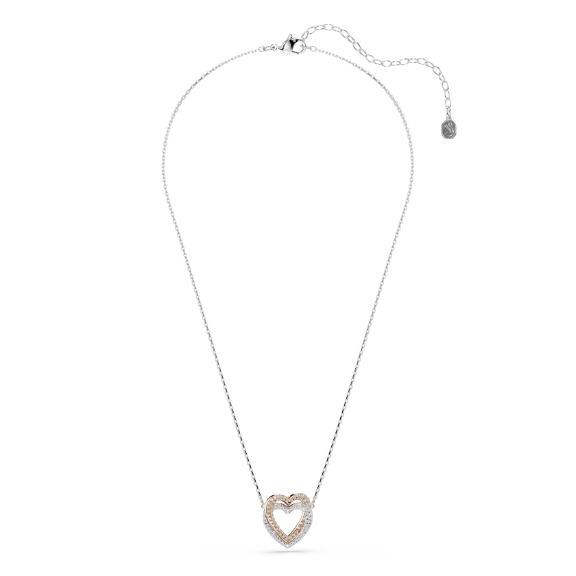 swarovski hyperbola necklace  round cut  heart  white  mixed metal finish
