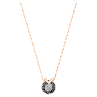swarovski bella v pendant round cut gray rose gold tone plated