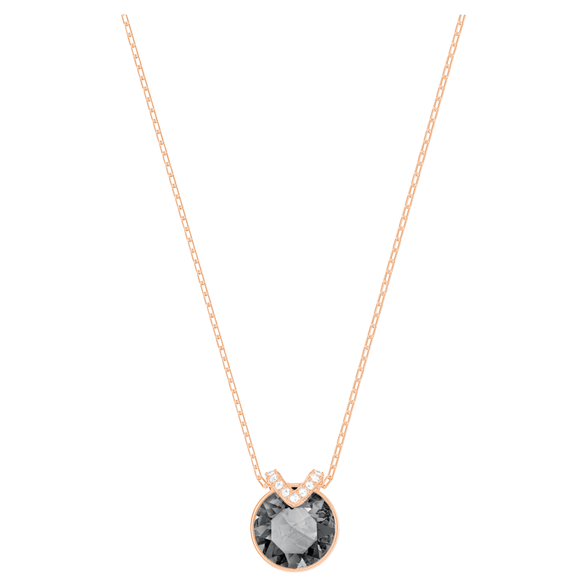swarovski bella v pendant  round cut  gray  rose gold tone plated
