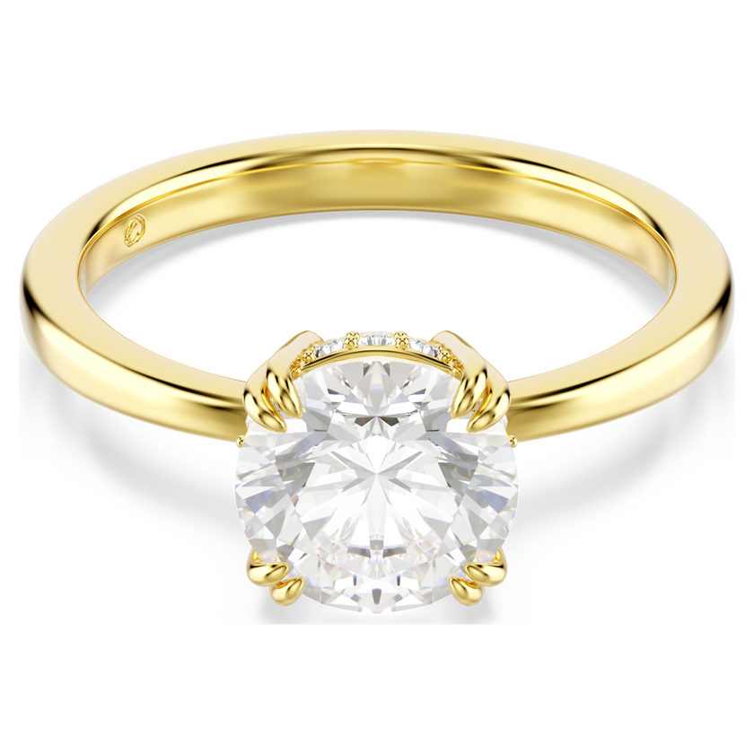 swarovski stilla attract cocktail ring  round cut  white  gold tone plated