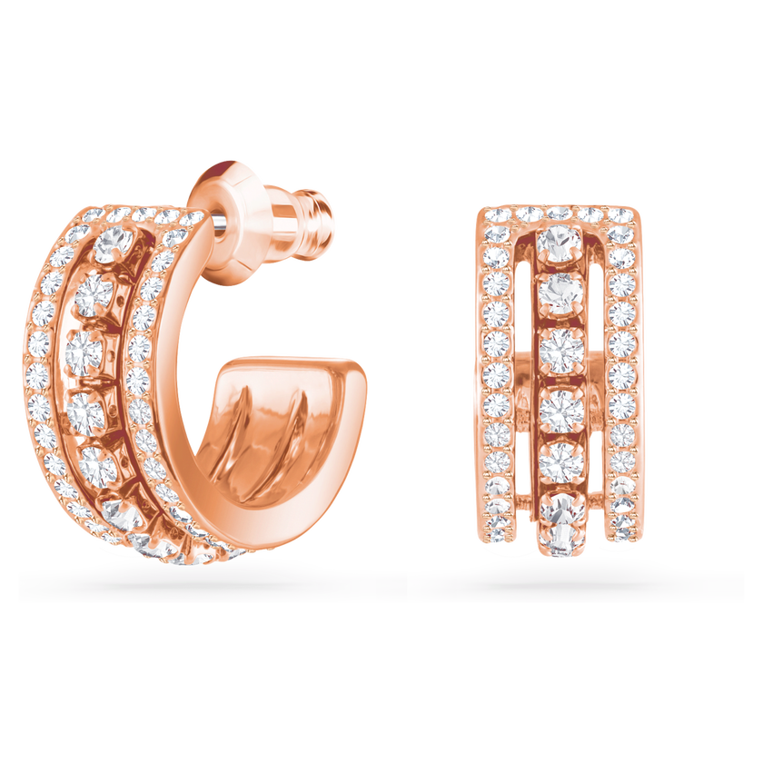 swarovski hyperbola hoop earrings  white  18k rose gold finish