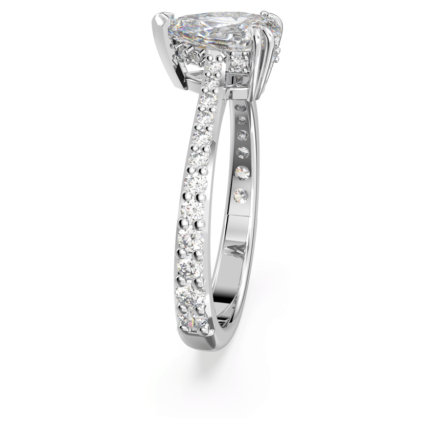 swarovski stilla cocktail ring  pear cut  pav   white  rhodium plated