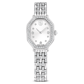 swarovski dextera octagon watch  swiss made  metal bracelet  silver tone  stainless steel