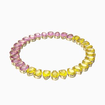 Millenia necklace, Pear cut crystals, Multicolored, Gold-tone plated