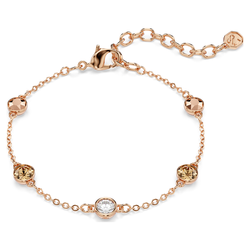 swarovski imber bracelet  round cut  multicolored  18k rose gold finish
