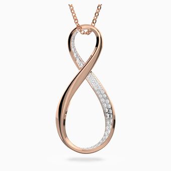 Exist pendant, Infinity, White, Rose gold-tone plated