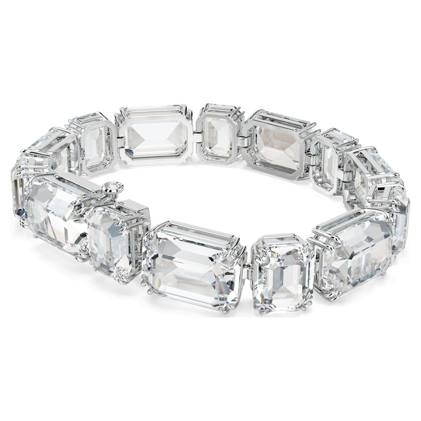 swarovski millenia tennis bracelet  octagon cut  white  rhodium plated