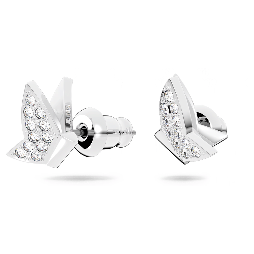 swarovski lilia stud earrings  butterfly  white  rhodium plated
