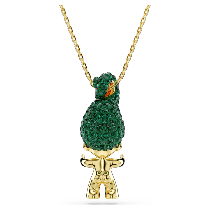 swarovski good luck trolls pendant  troll  green  gold tone plated