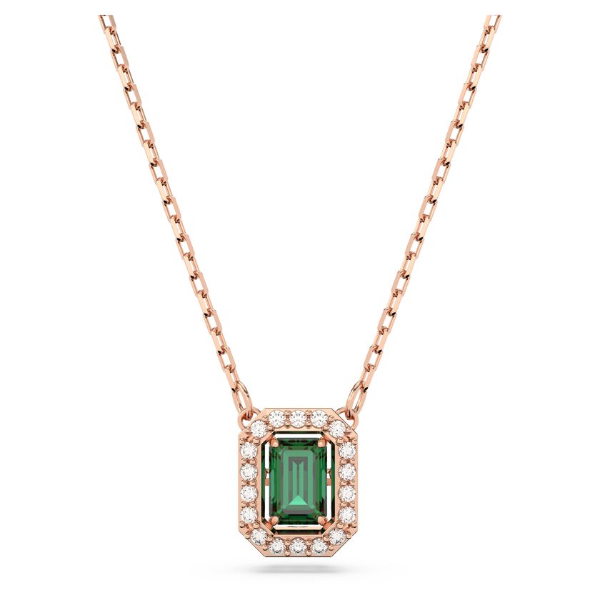 Millenia necklace, Octagon cut, Green, Rose gold-tone plated