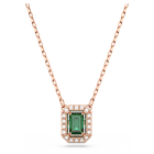 Millenia necklace, Octagon cut, Green, Rose gold-tone plated