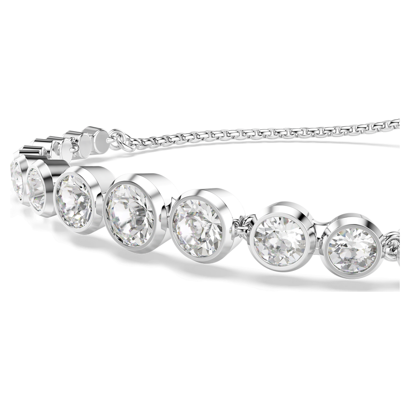 swarovski imber tennis bracelet  mixed round cuts  white  rhodium plated
