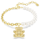 swarovski idyllia bracelet  crystal pearl  round cut  teddy  gold tone  gold tone plated