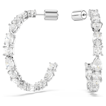 swarovski mesmera hoop earrings  mixed cuts  white  rhodium plated
