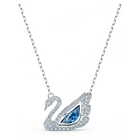 swarovski dancing swan necklace swan blue rhodium plated