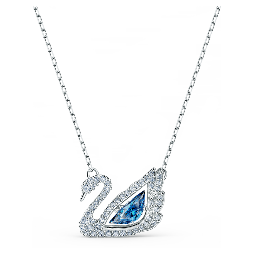 swarovski dancing swan necklace  swan  blue  rhodium plated
