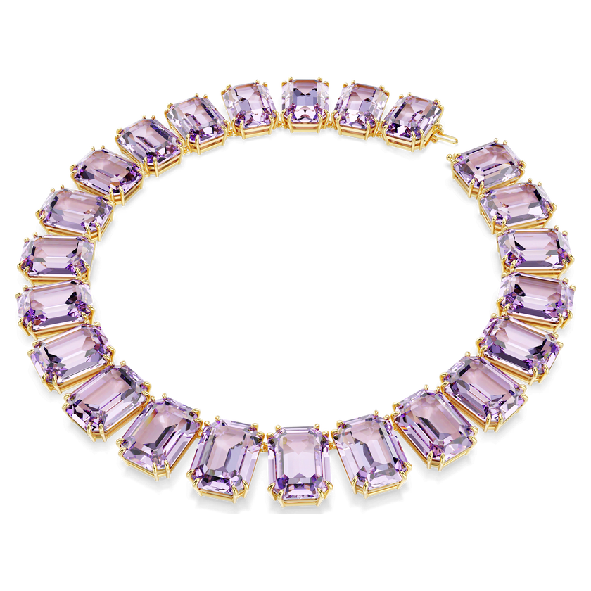 swarovski millenia tennis necklace  octagon cut  purple  gold tone plated