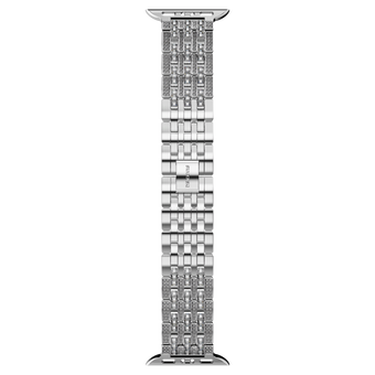 swarovski sparkling princess strap compatible with apple watch silver tone stainless steel