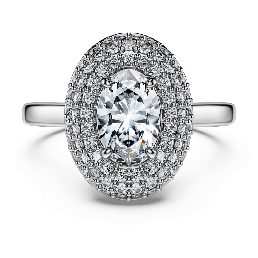 swarovski eternity halo solitaire ring  laboratory grown diamonds 1 5 ct tw  18k white gold