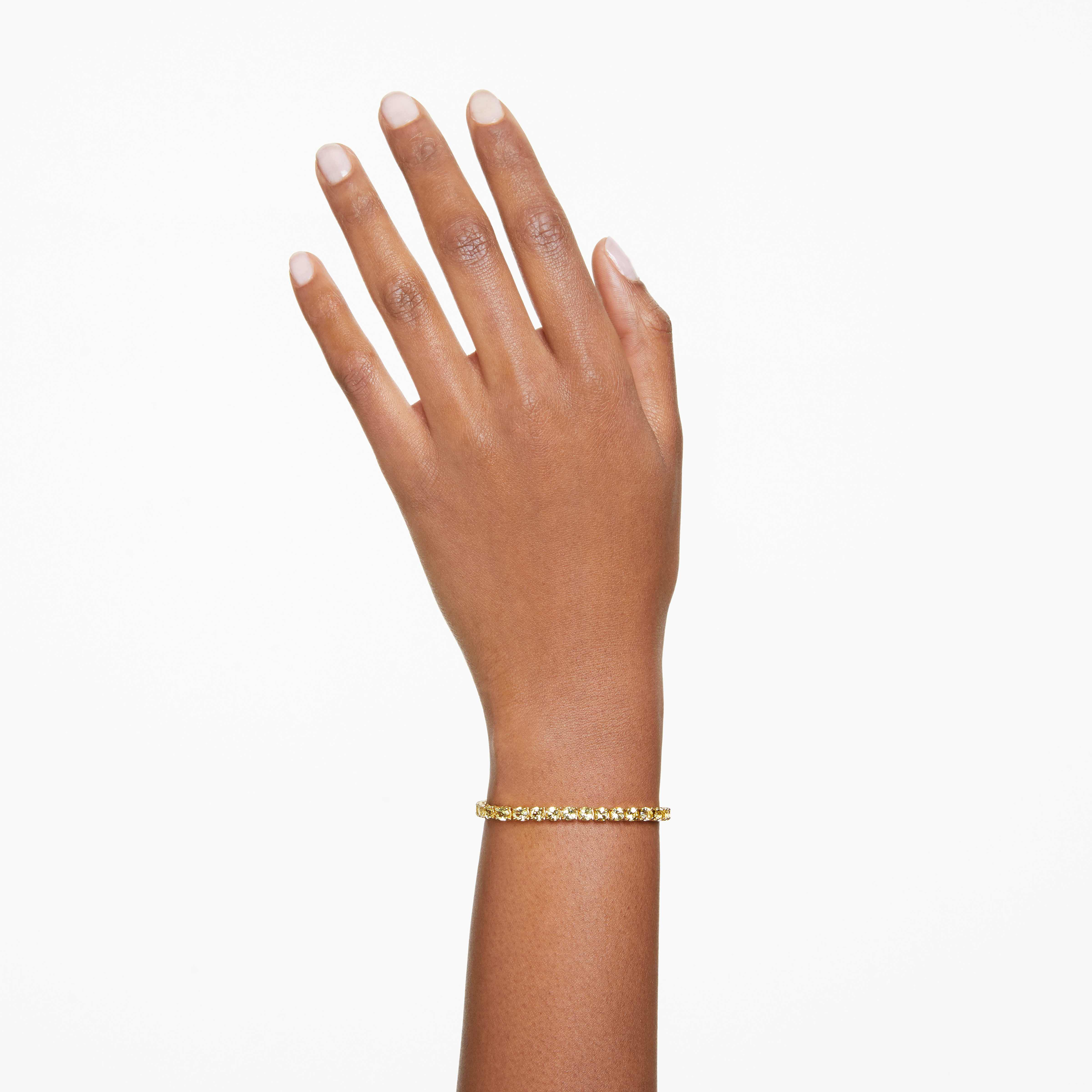 swarovski matrix tennis bracelet  round cut  yellow  gold tone plated