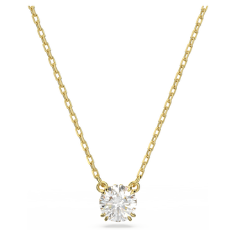 swarovski stilla pendant  round cut  white  18k gold finish
