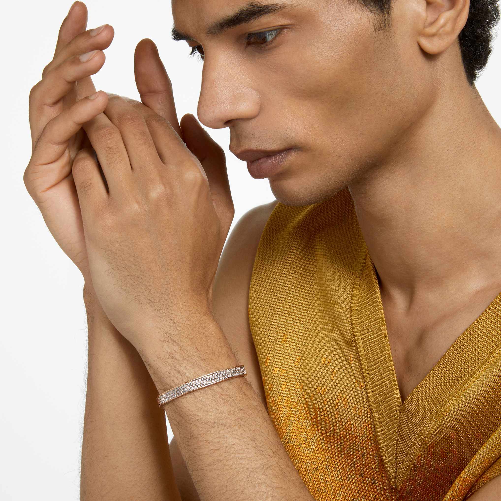 swarovski dextera bangle  octagon shape  white  rose gold tone plated