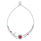 Botanical Bracelet, Red, Rhodium Plated