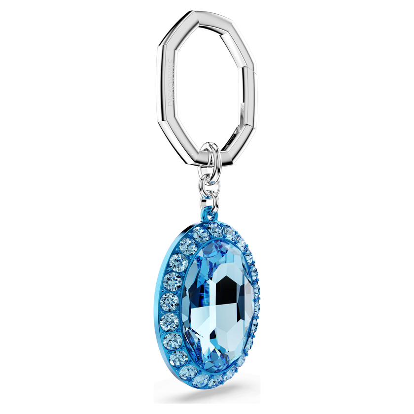 swarovski key ring  oval cut  blue  mixed metal finish