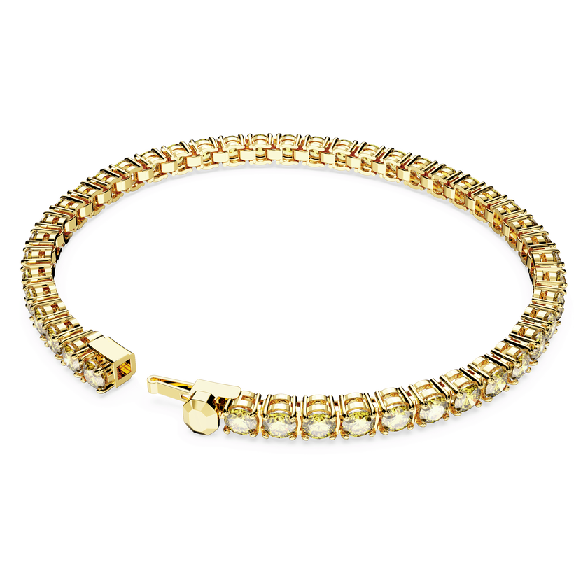 swarovski matrix tennis bracelet  round cut  yellow  gold tone plated