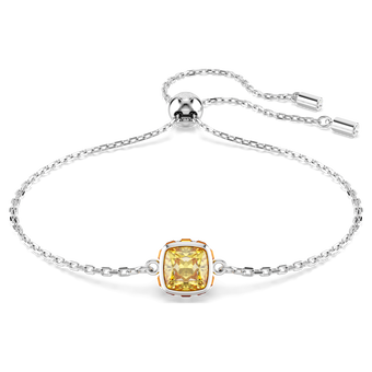 Birthstone bracelet, Square cut, November, Yellow, Rhodium plated swarovski birthstone bracelet  square cut  november  yellow  rhodium plated