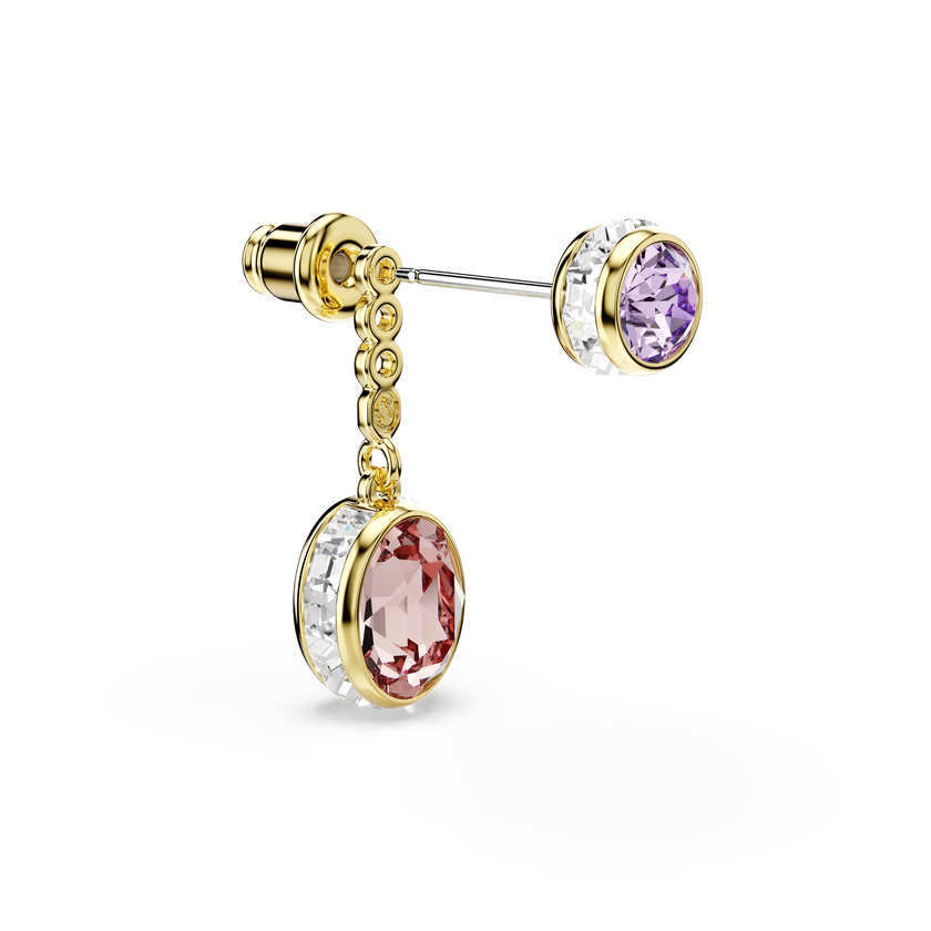 swarovski chroma drop earrings  mixed cuts  multicolored  gold tone plated