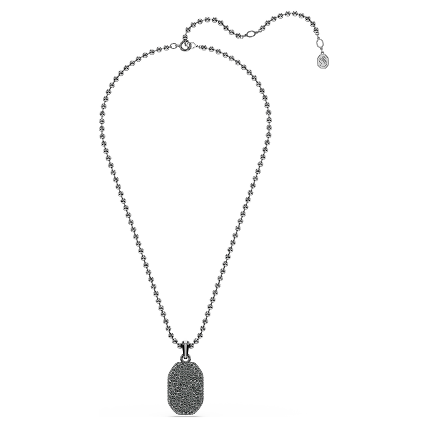 swarovski dextera octagon pendant  octagon shape  round cut  black  ruthenium plated