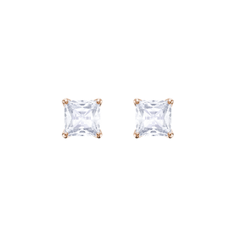 swarovski attract stud pierced earrings  white  rose gold plating