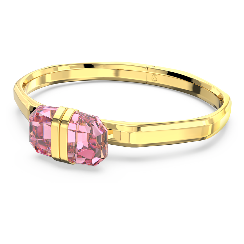 swarovski lucent bangle  magnetic closure  pink  gold tone plated