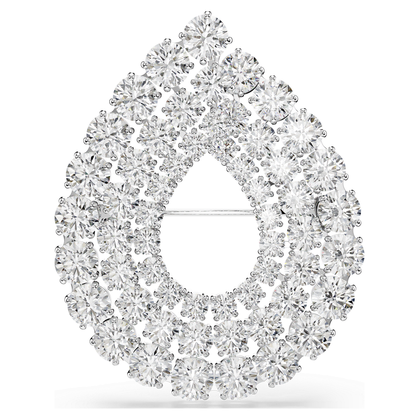 swarovski matrix brooch  round cut  white  rhodium plated
